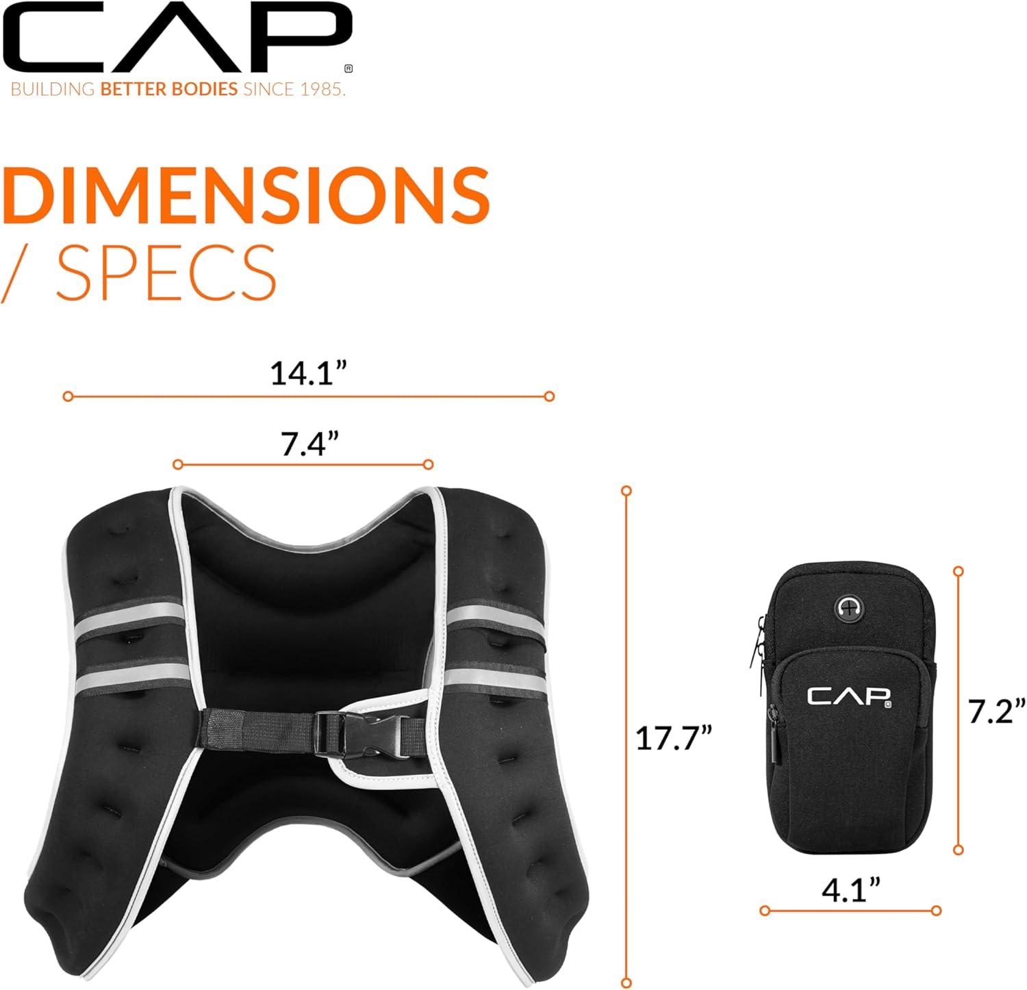 imageCAP Weighted Vest  8lb 30lbs  Reflective Workout Vest for Walking Running Cardio Strength Training  Multiple ColorsBlack