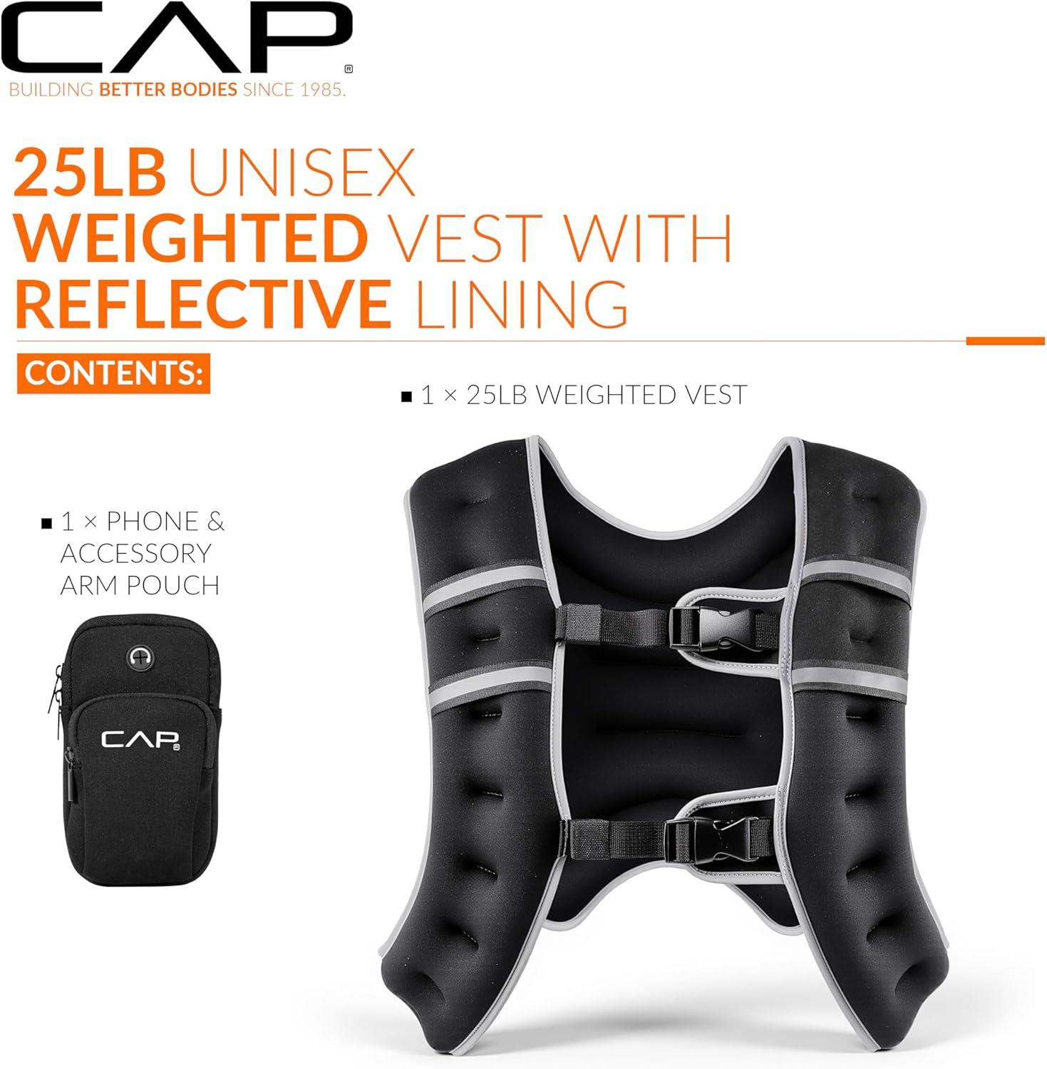 imageCAP Weighted Vest  8lb 30lbs  Reflective Workout Vest for Walking Running Cardio Strength Training  Multiple ColorsBlack