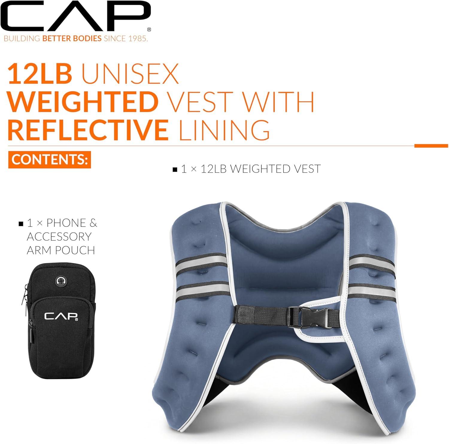 imageCAP Weighted Vest  8lb 30lbs  Reflective Workout Vest for Walking Running Cardio Strength Training  Multiple ColorsBlue