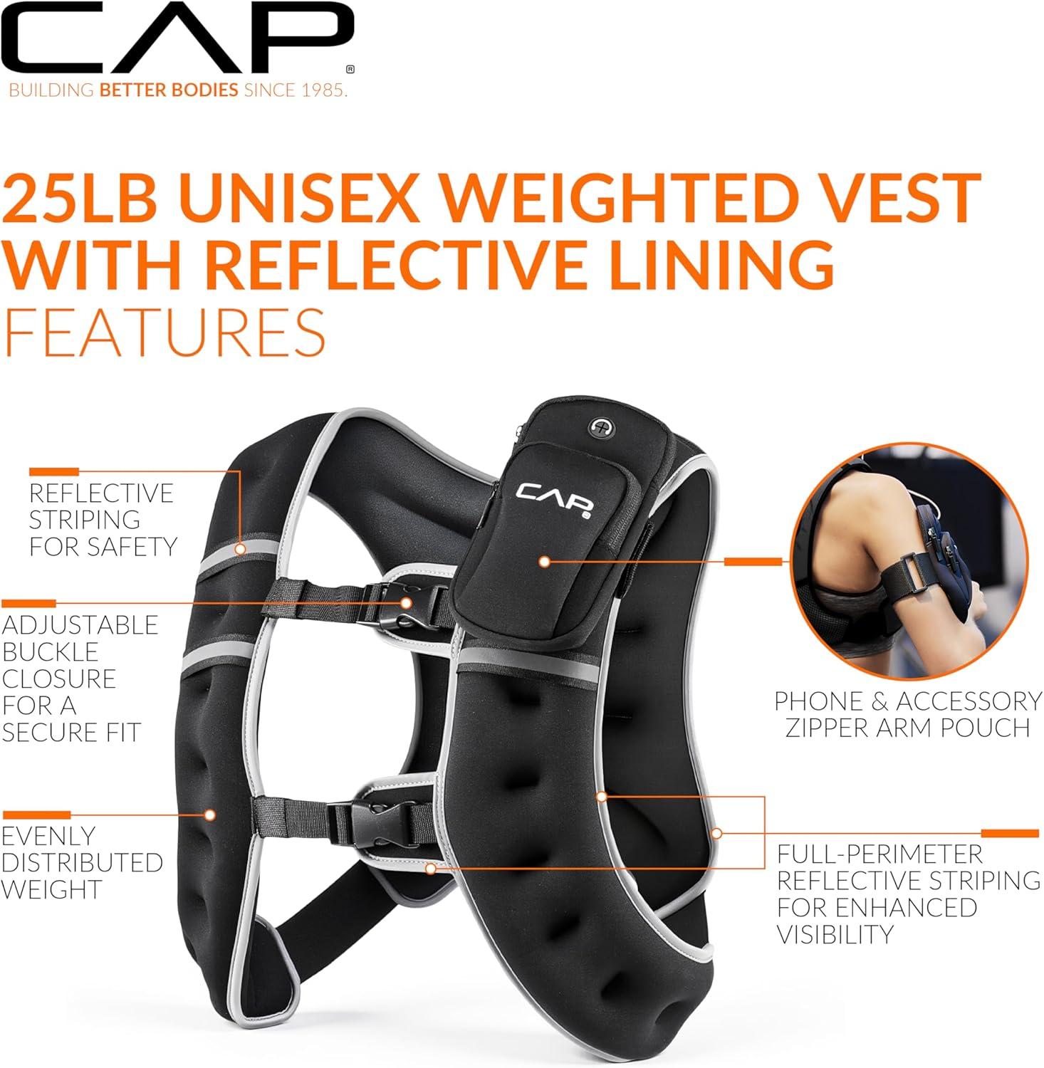 imageCAP Weighted Vest  8lb 30lbs  Reflective Workout Vest for Walking Running Cardio Strength Training  Multiple ColorsGreen