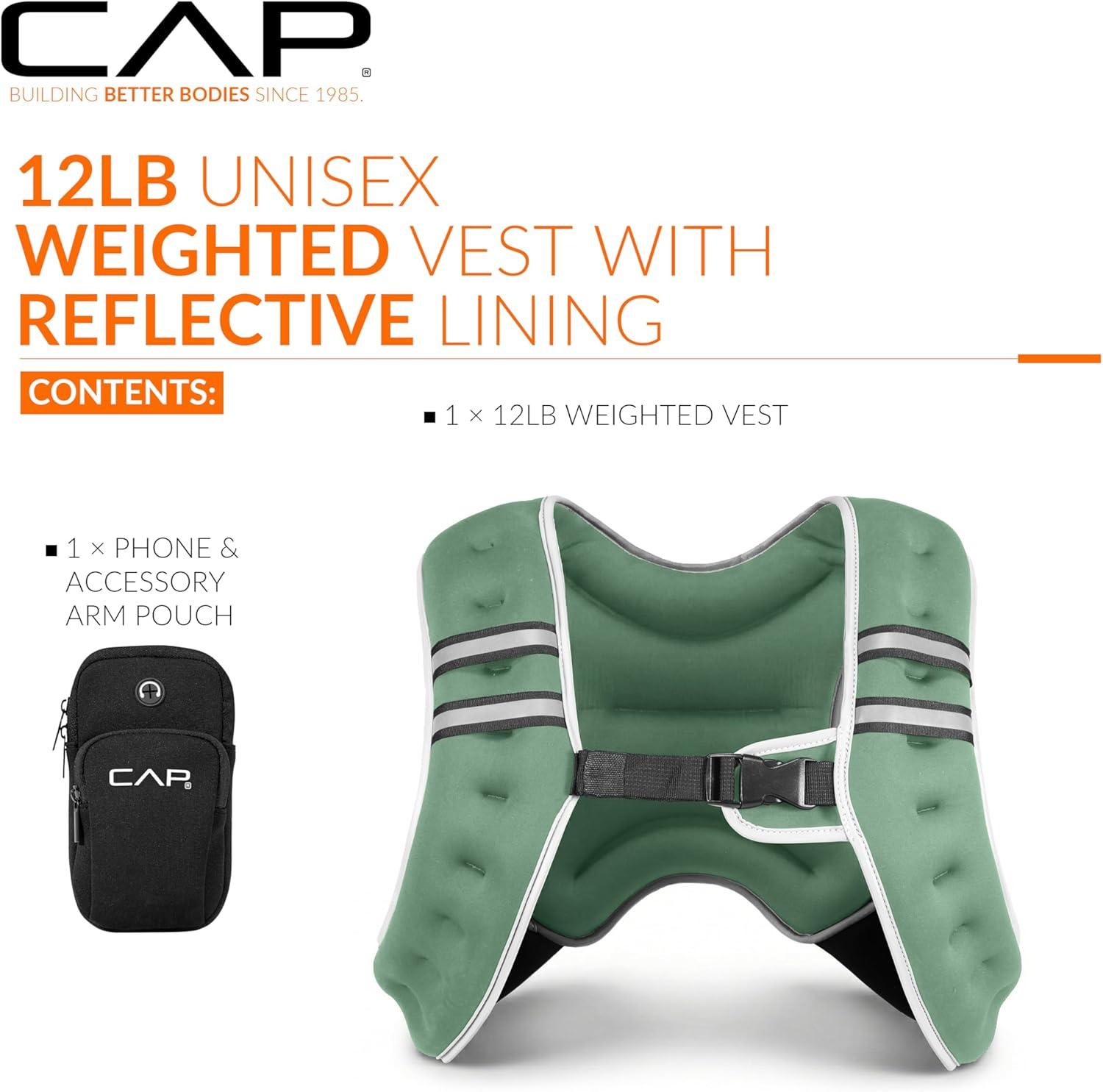 imageCAP Weighted Vest  8lb 30lbs  Reflective Workout Vest for Walking Running Cardio Strength Training  Multiple ColorsGreen