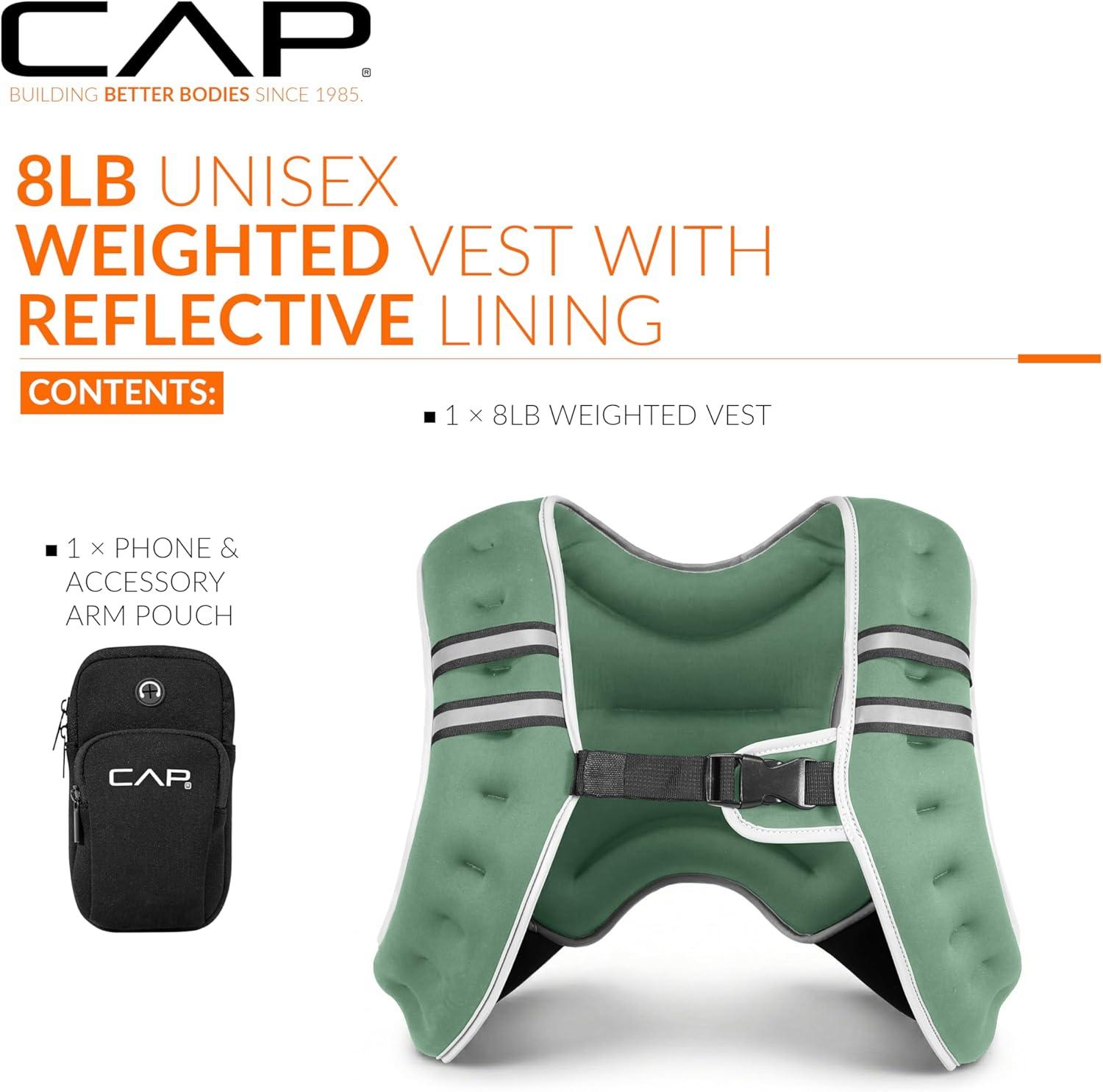 imageCAP Weighted Vest  8lb 30lbs  Reflective Workout Vest for Walking Running Cardio Strength Training  Multiple ColorsGreen