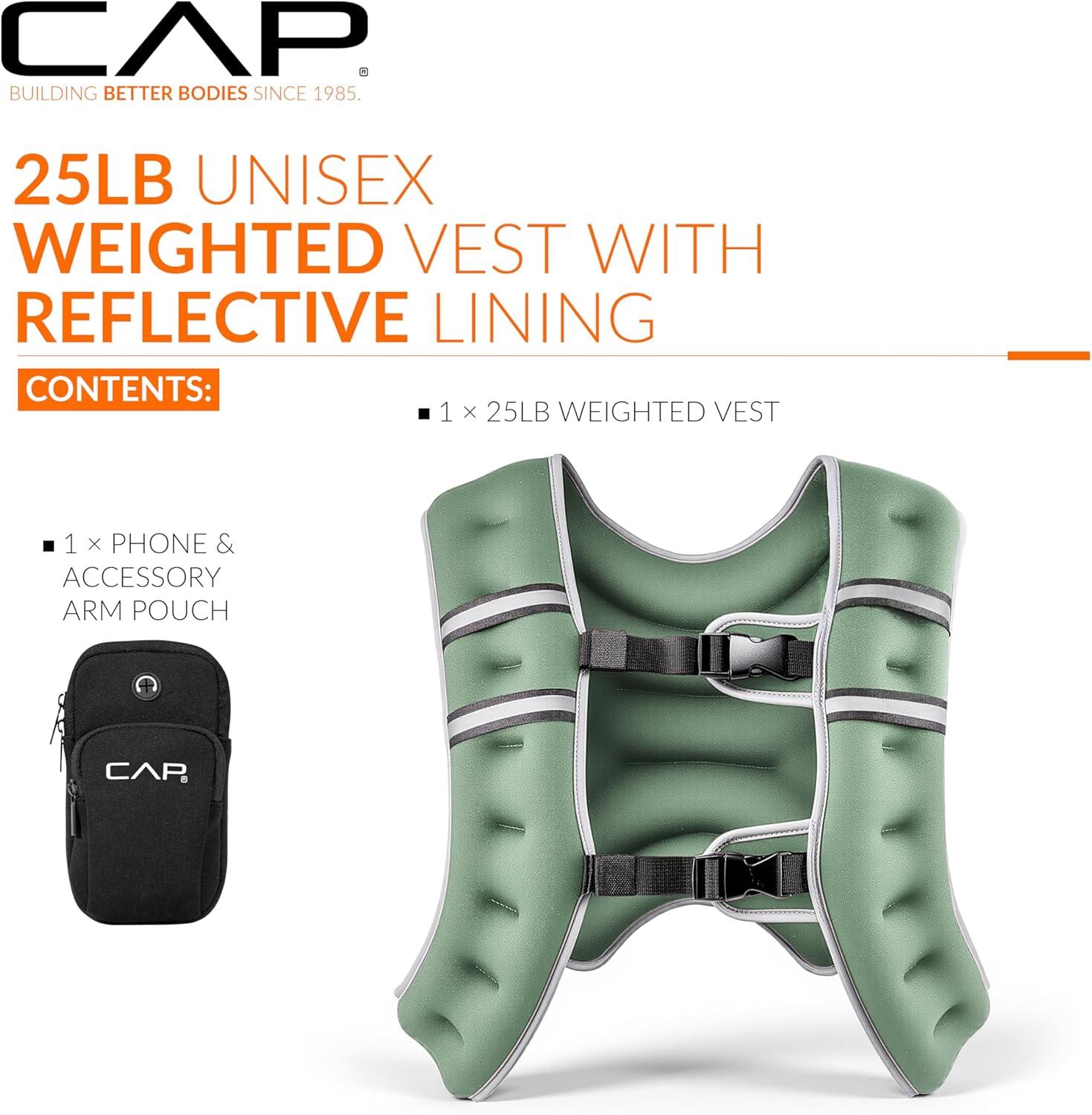 imageCAP Weighted Vest  8lb 30lbs  Reflective Workout Vest for Walking Running Cardio Strength Training  Multiple ColorsGreen