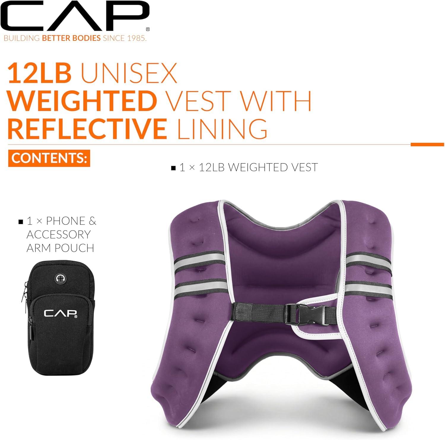 imageCAP Weighted Vest  8lb 30lbs  Reflective Workout Vest for Walking Running Cardio Strength Training  Multiple ColorsPurple