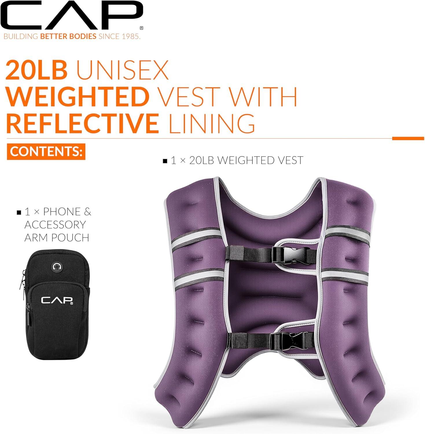 imageCAP Weighted Vest  8lb 30lbs  Reflective Workout Vest for Walking Running Cardio Strength Training  Multiple ColorsPurple