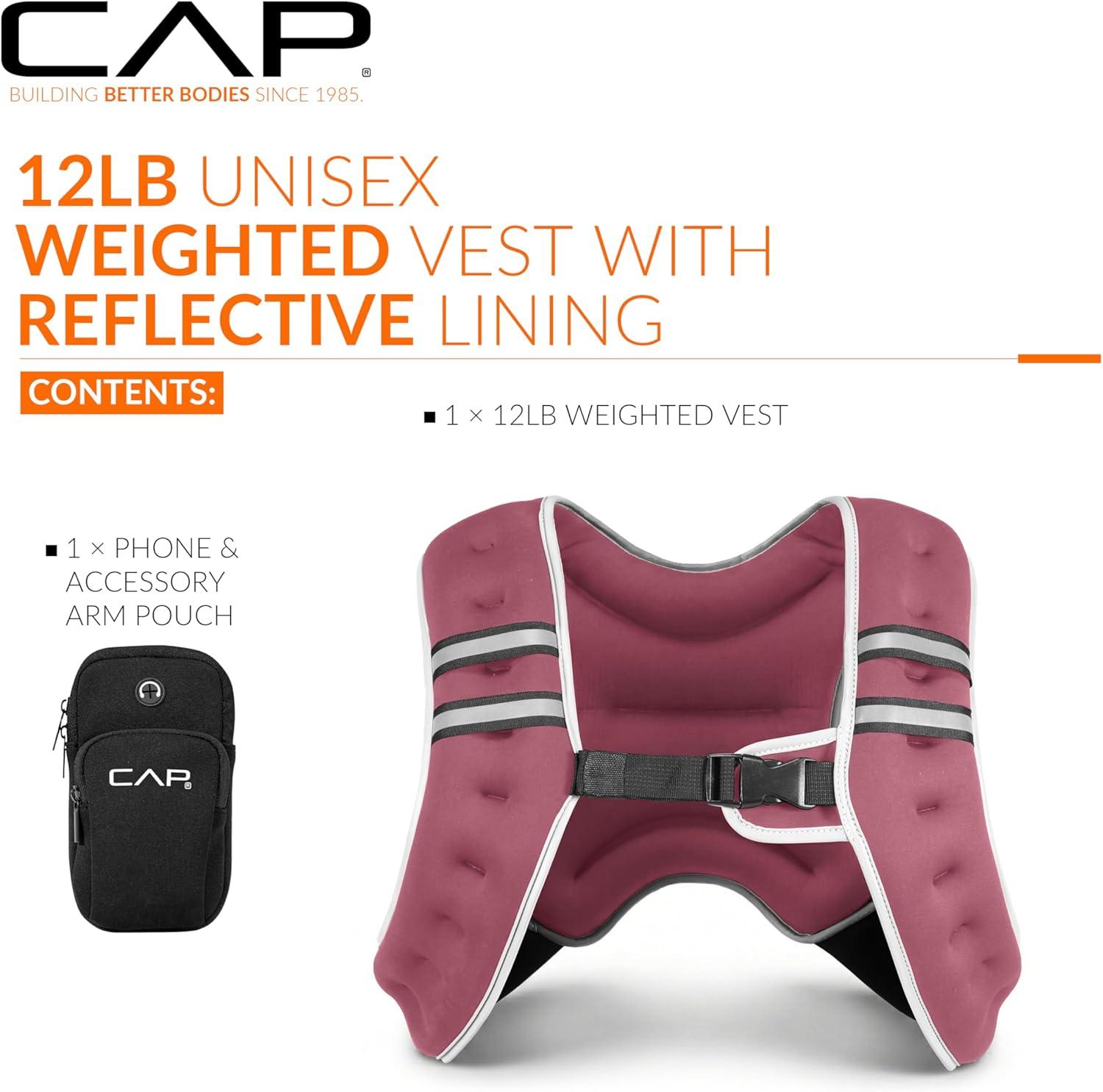 imageCAP Weighted Vest  8lb 30lbs  Reflective Workout Vest for Walking Running Cardio Strength Training  Multiple ColorsRose