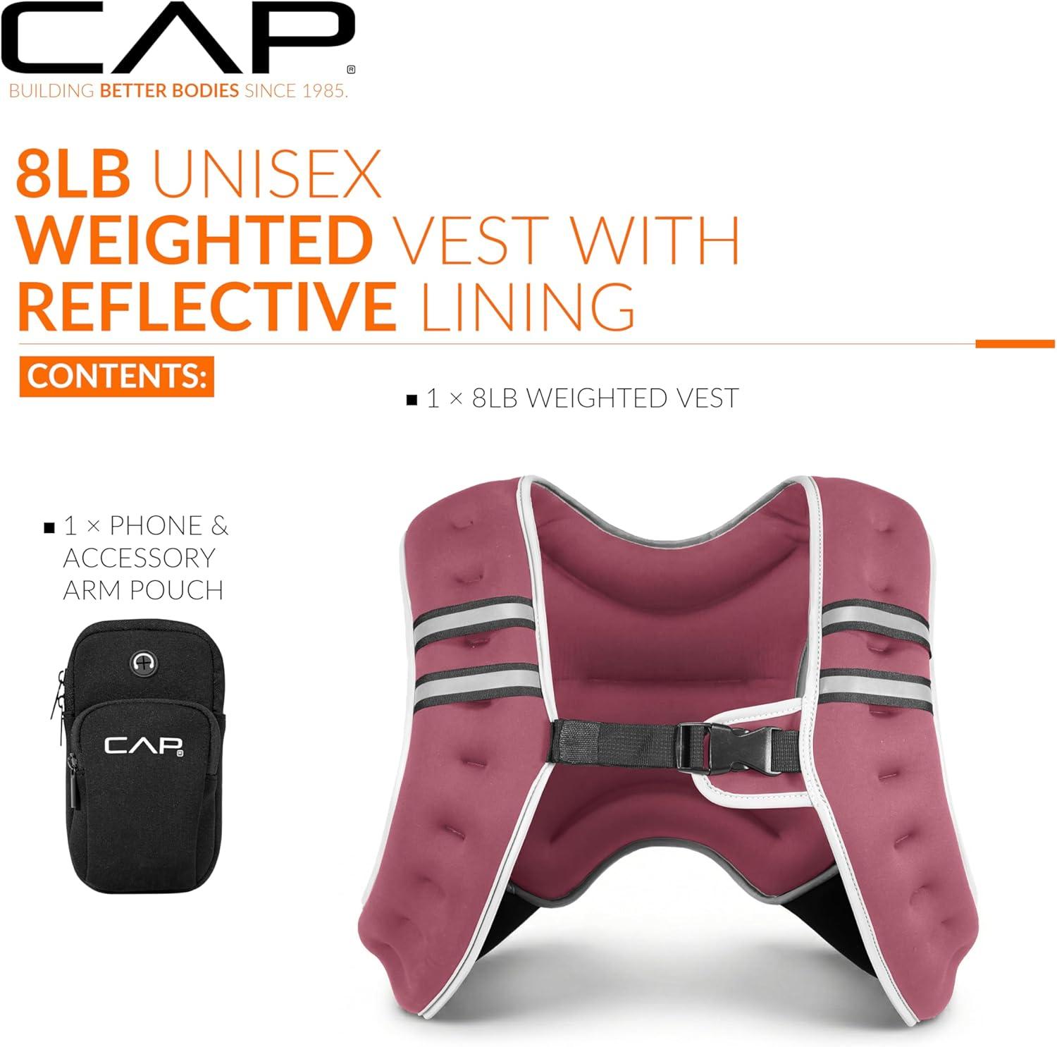 imageCAP Weighted Vest  8lb 30lbs  Reflective Workout Vest for Walking Running Cardio Strength Training  Multiple ColorsRose