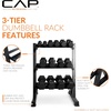 image:imageCAP 280 LB 550 LB 1200 LB Dumbbell Set with Horizontal 23 Tier Rack Rubber Hex Free Weights Home Gym Weight Set for Strength Training280 lb Set